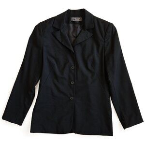 HAROLD'S Tailored Minimalist Quiet Luxury Lined Blazer Jacket Black Women's 6
